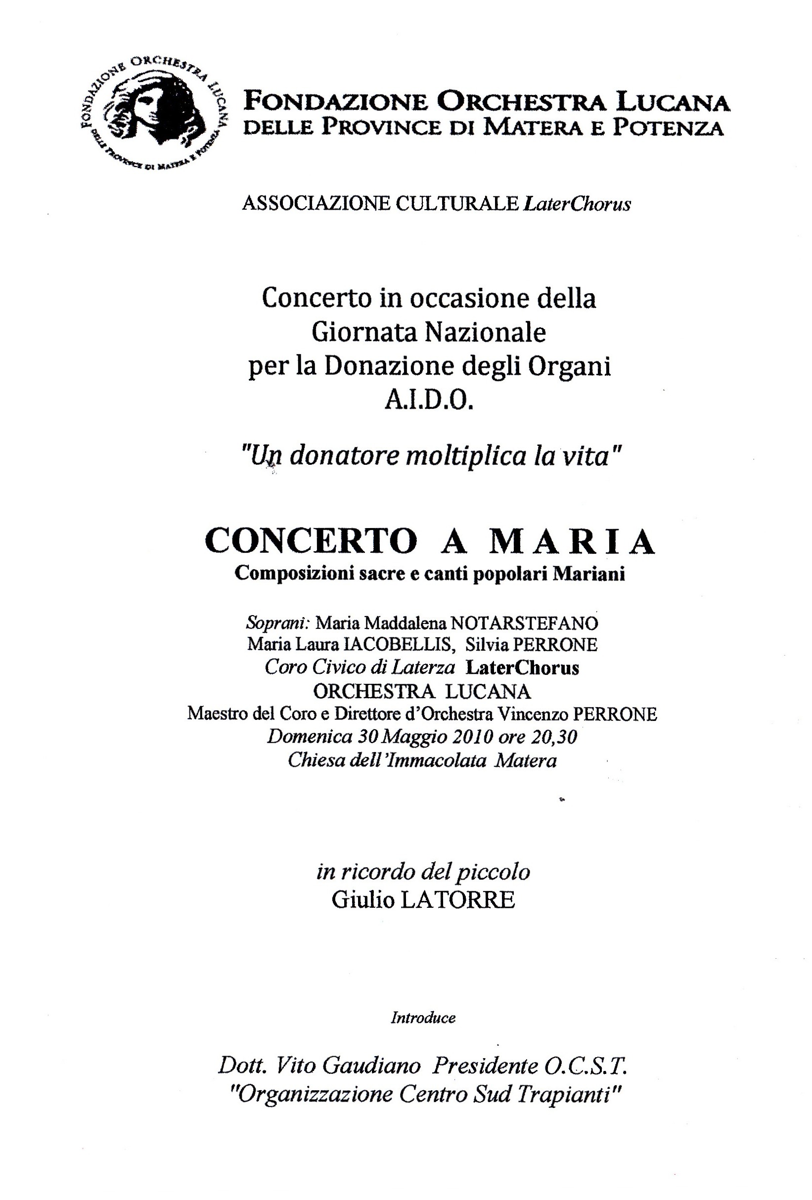 Giornata Donatori Organi Aido Matera 30 05 2010 Loc